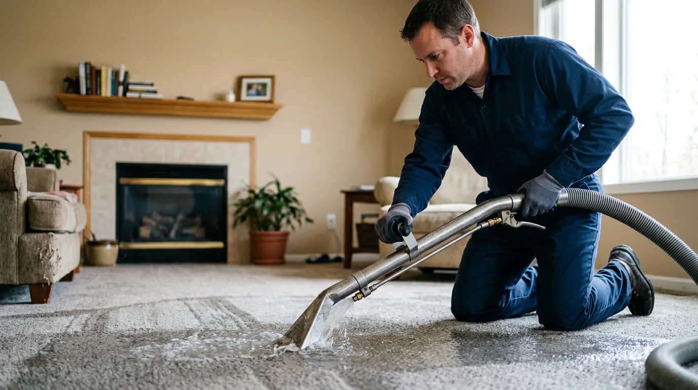 Water damage restoration technician working near Wallace, WV